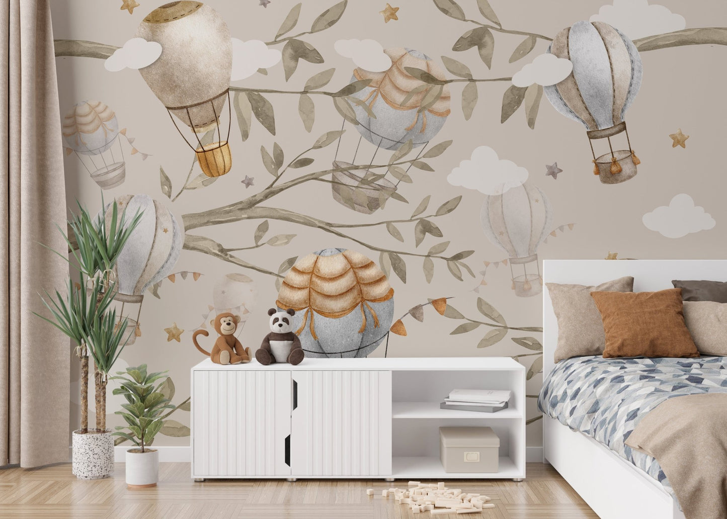 Floating Balloons Nursery Mural - Wallanza
