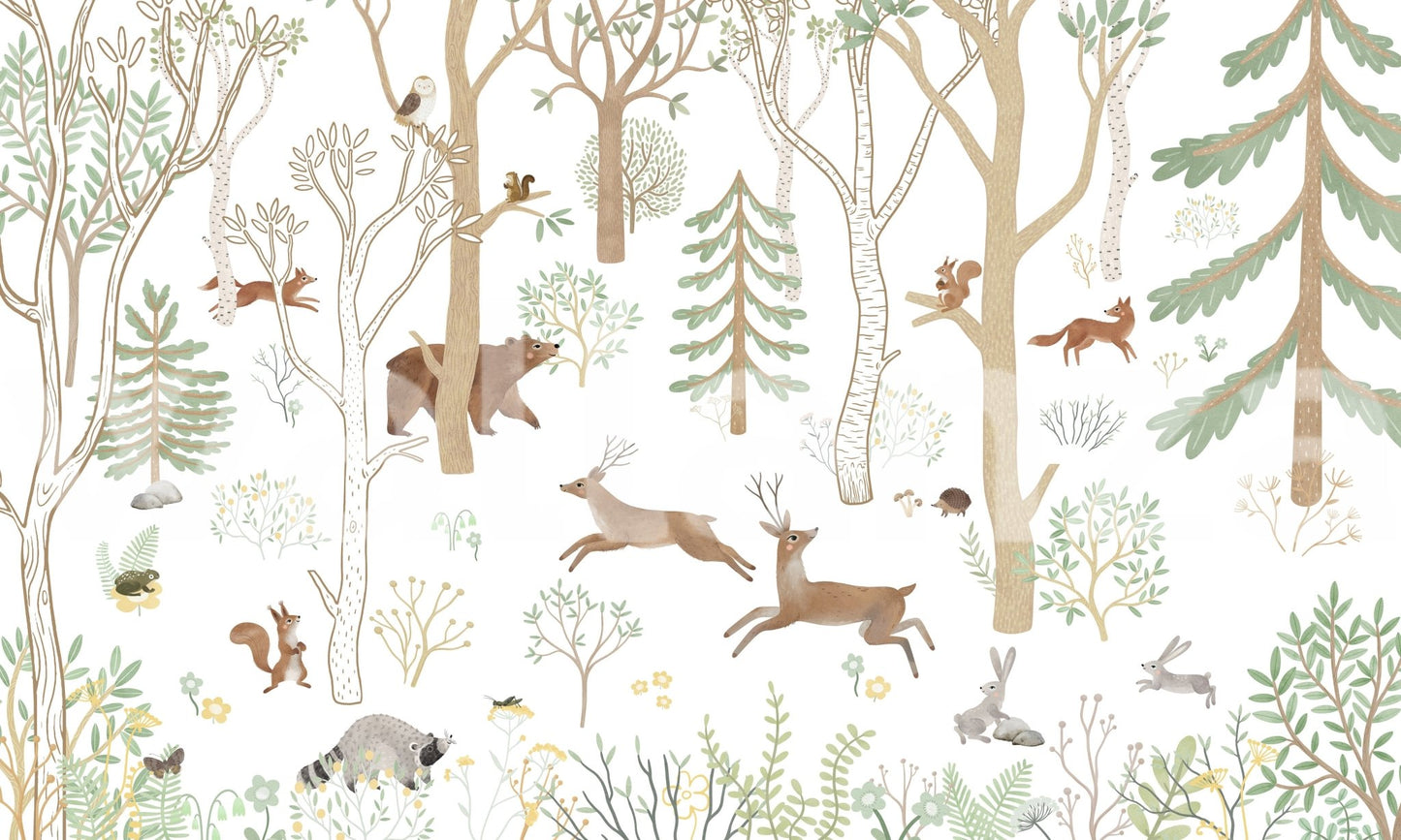 Frisky Forest Green Wall Mural
