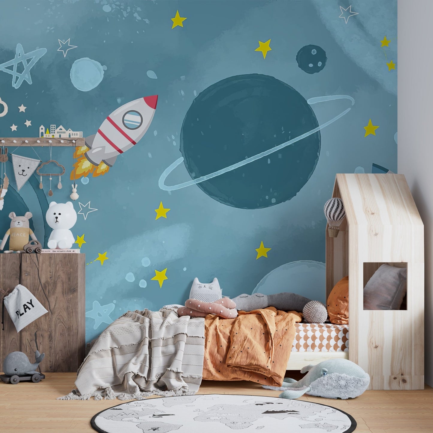 Galaxy adventure wallpaper mural with bright star details.