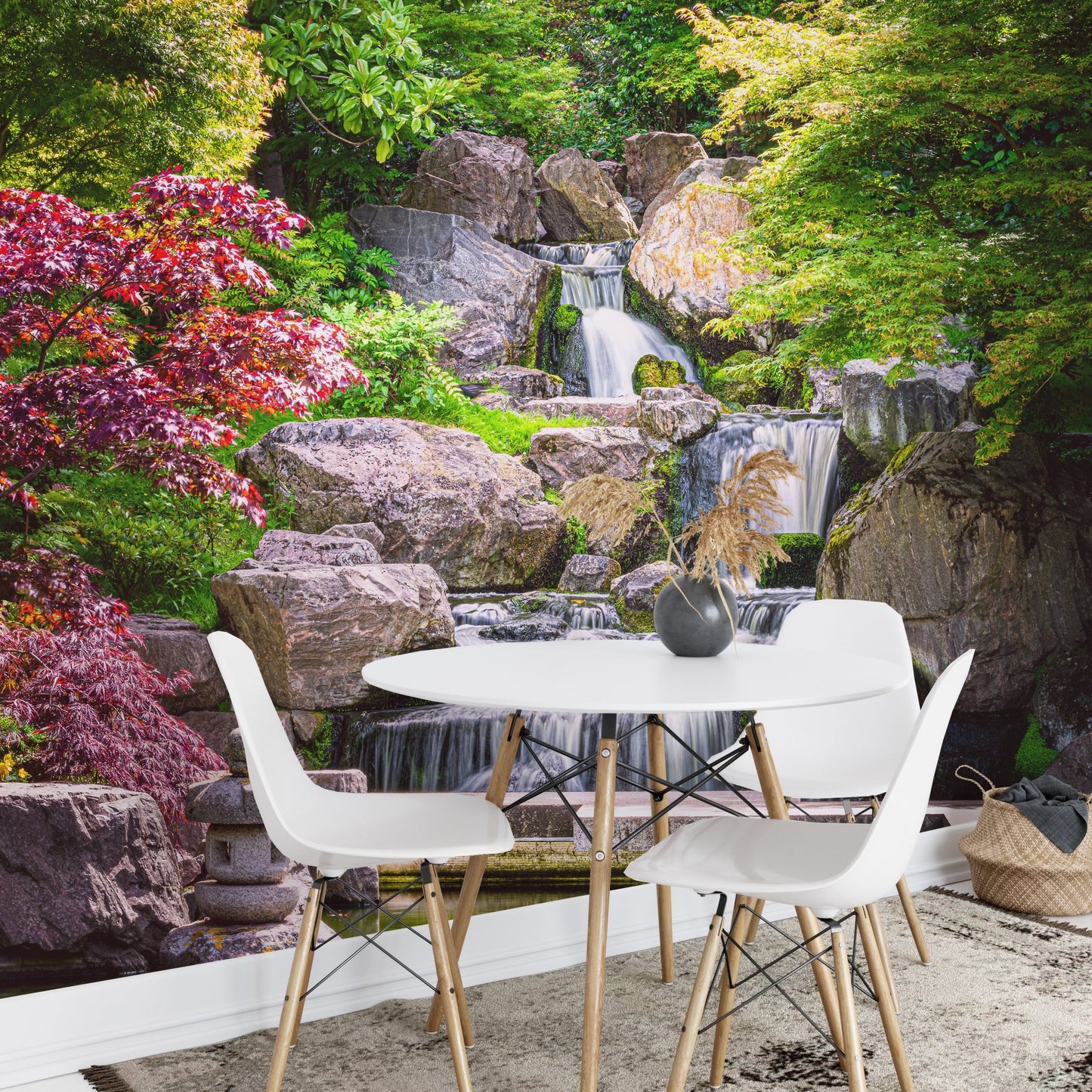Nature Garden Waterfall Wall Mural for Fresh Dining Spaces