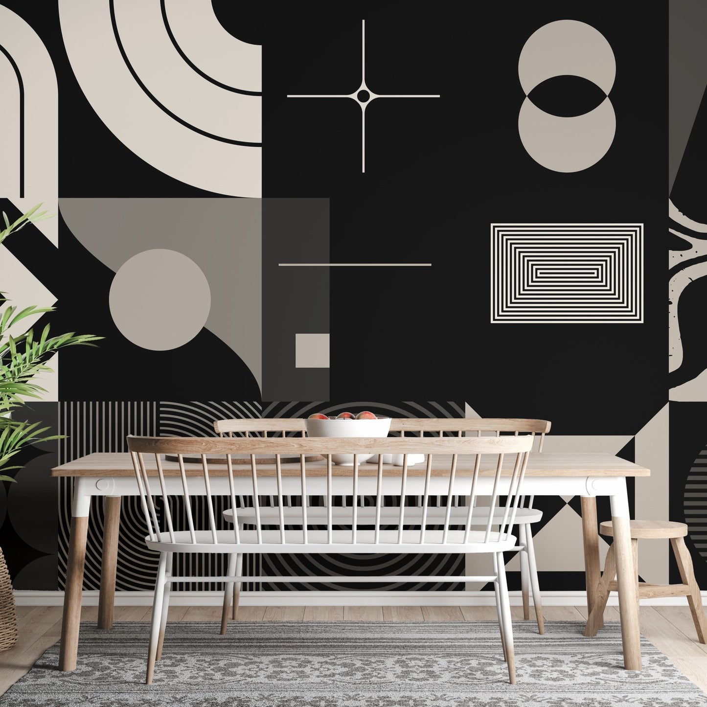 Statement geometric mural for modern offices