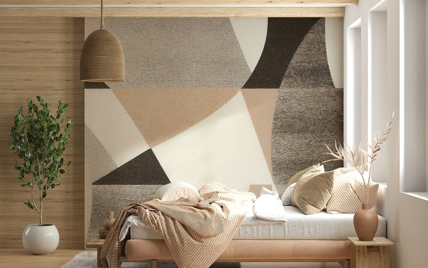 Geometric Harmony Earth Tones Wall Mural - Wallanza