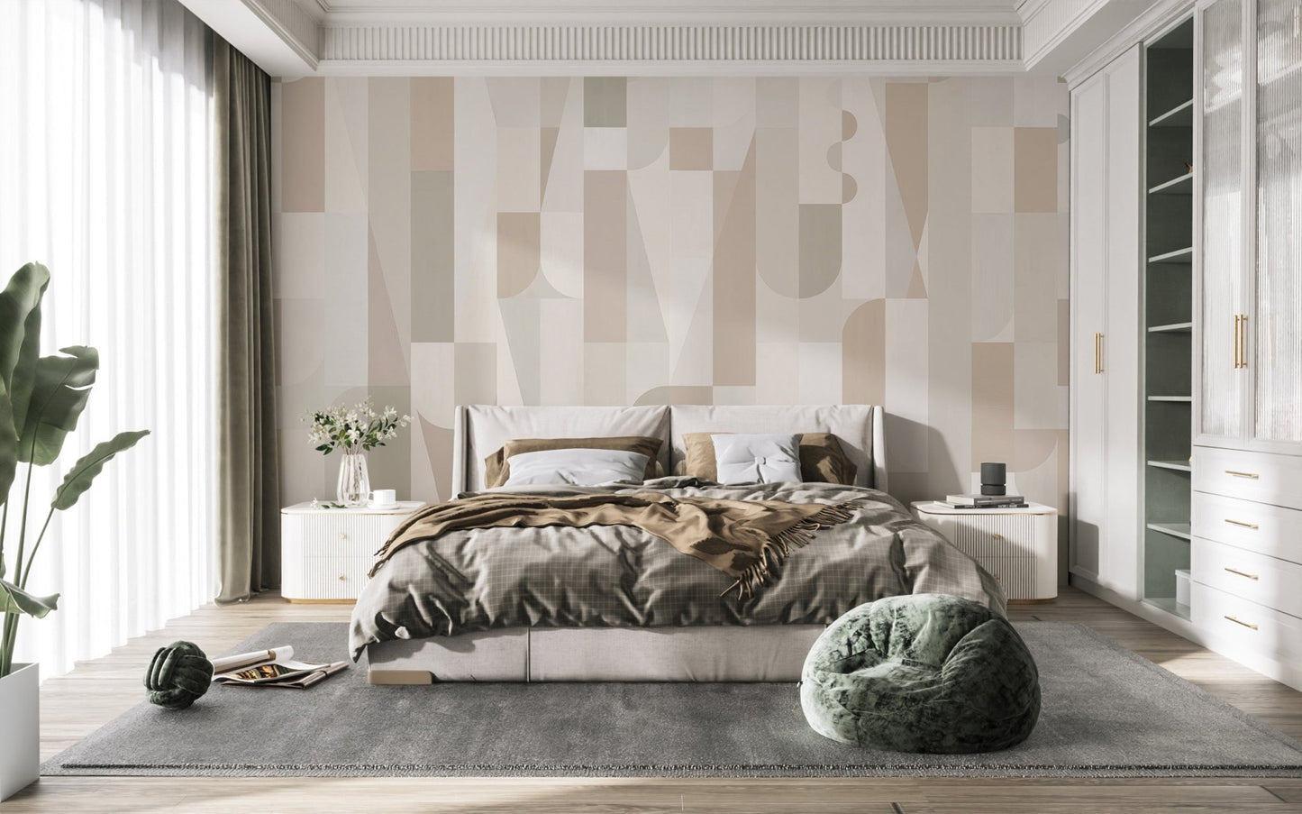Geometric Sepia Wall Mural - Wallanza
