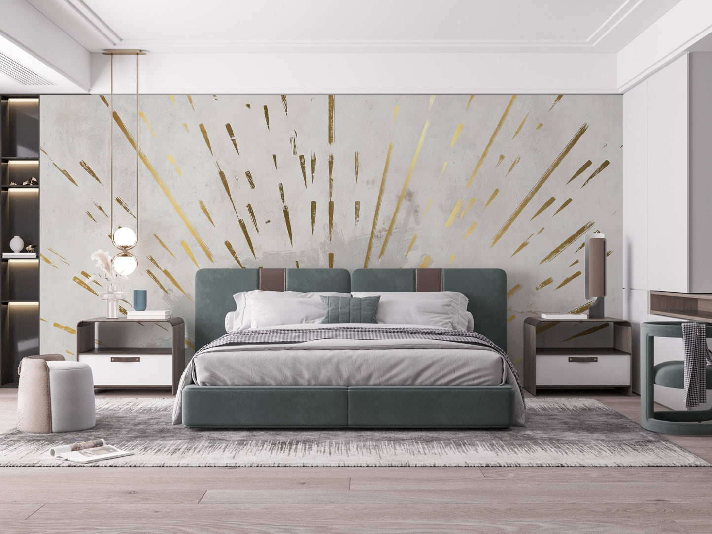 Golden Streaks Wallpaper Mural - Wallanza