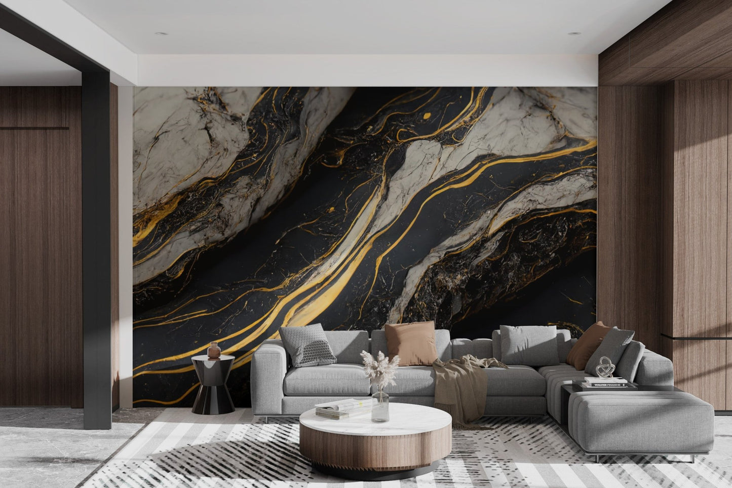 Golden Veined Marble Wall Mural - Wallanza
