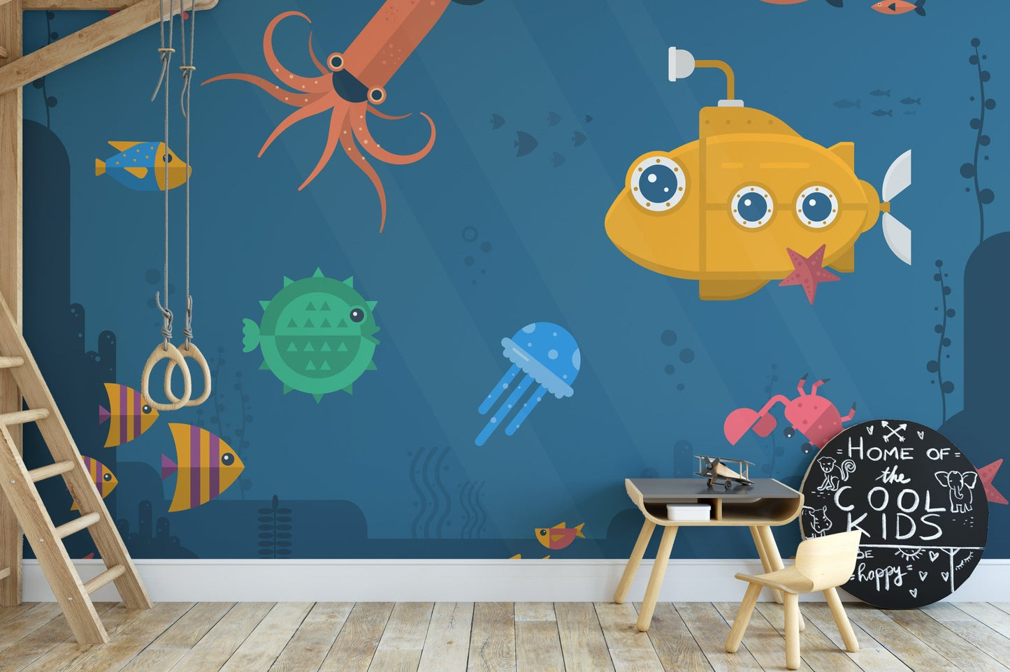 Minimalist ocean mural wallpaper for walls