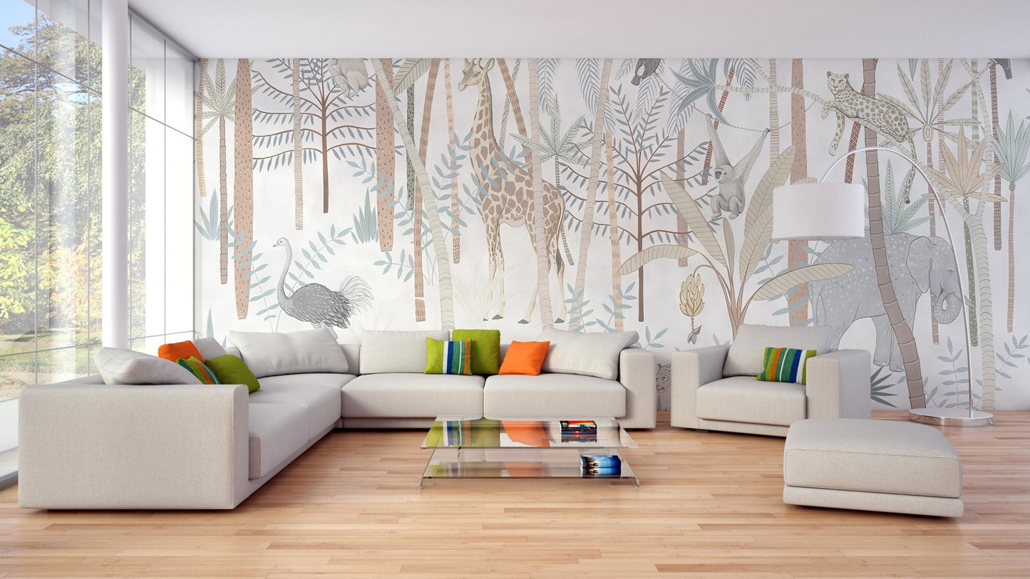 Jungle Animals Wallpaper Mural - Wallanza