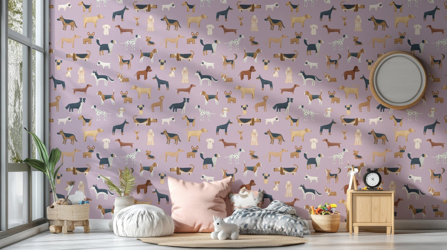 Lilac Dogs Breed Pattern Wallpaper - Wallanza
