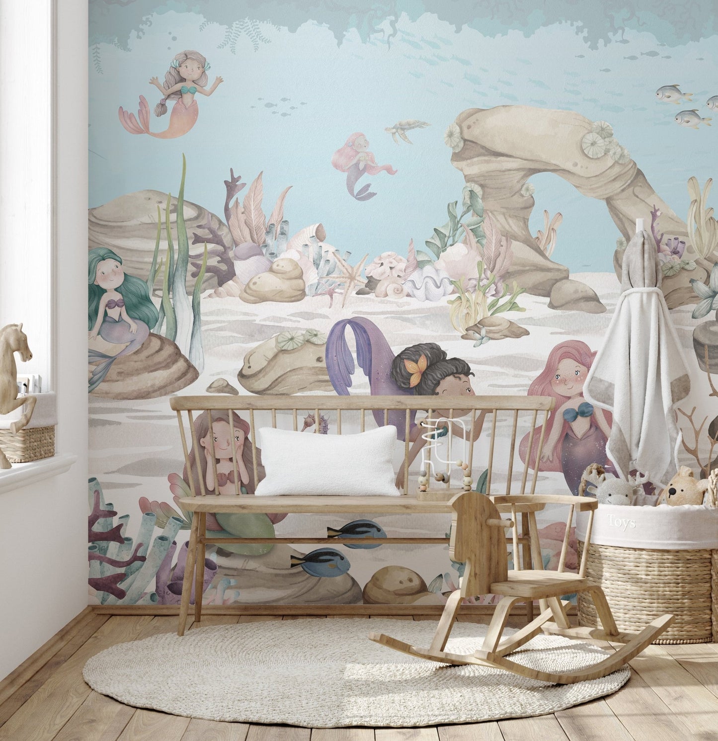 Mermaid Miracles Girls Room Mural - Wallanza