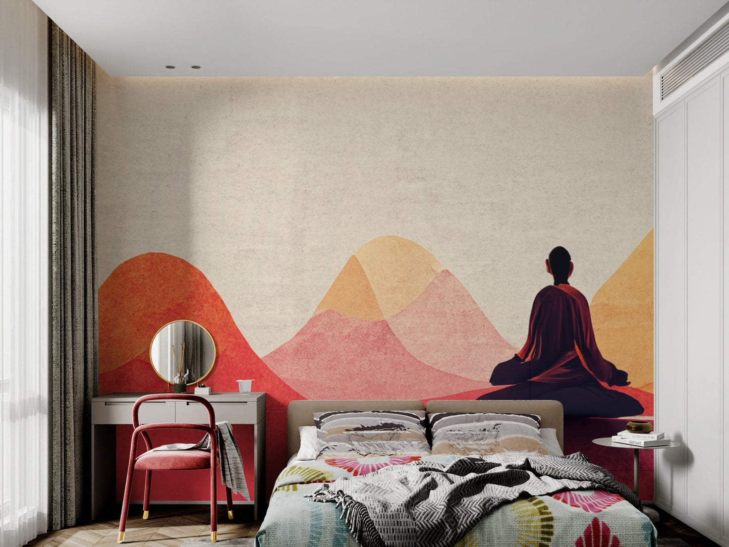 Serene mindful meditation wall mural ideal for peaceful moments