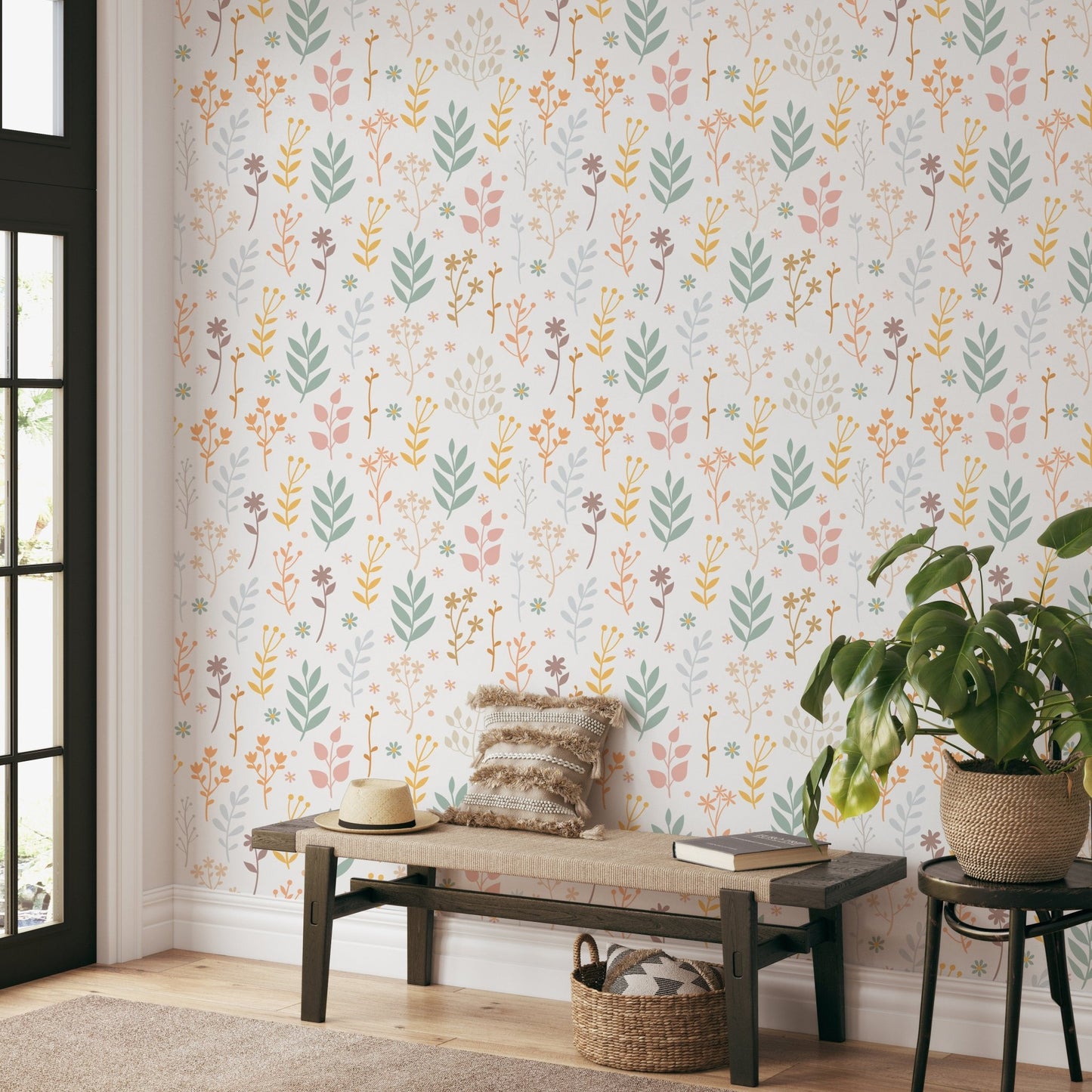 Minimalist Soft Pastel Floral Wallpaper - Wallanza