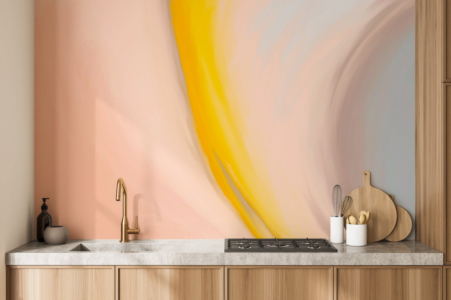 Fluid brush texture wallpaper mural for modern wall decor.