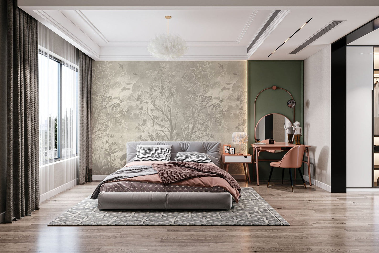 Mystical Gray Jungle Wall Mural - Wallanza