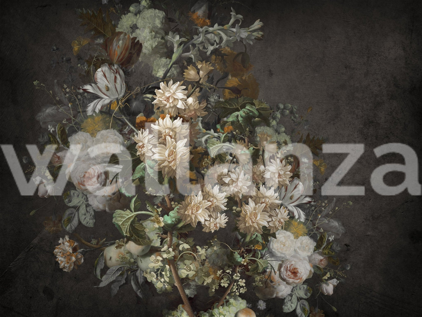 Dutch masters style floral bloom wall mural for a luxury home interiors.