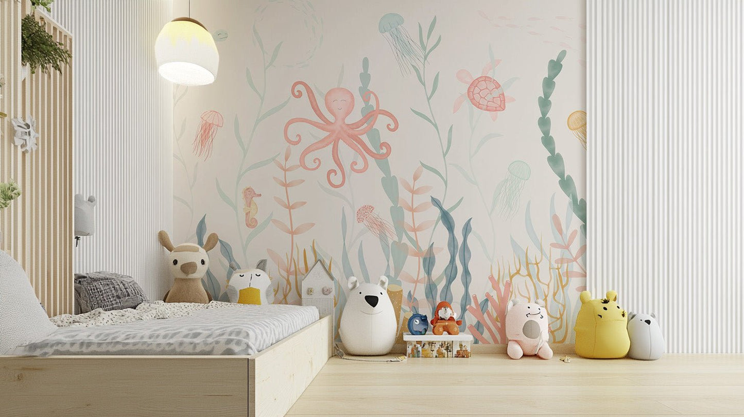 Nursery Marine Life Wallpaper Mural - Wallanza