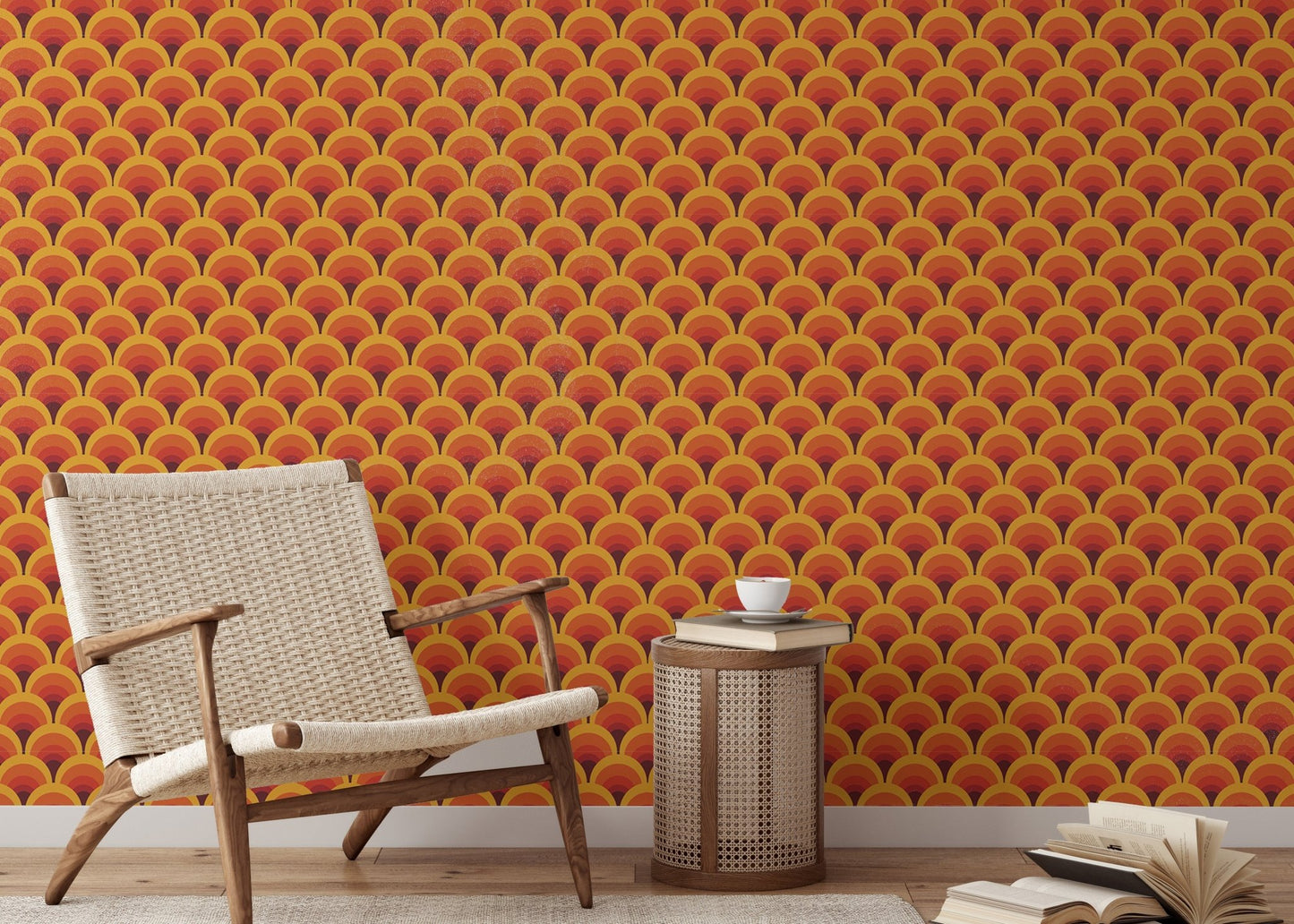 Orange Geometric Vintage Seamless Pattern Wallpaper