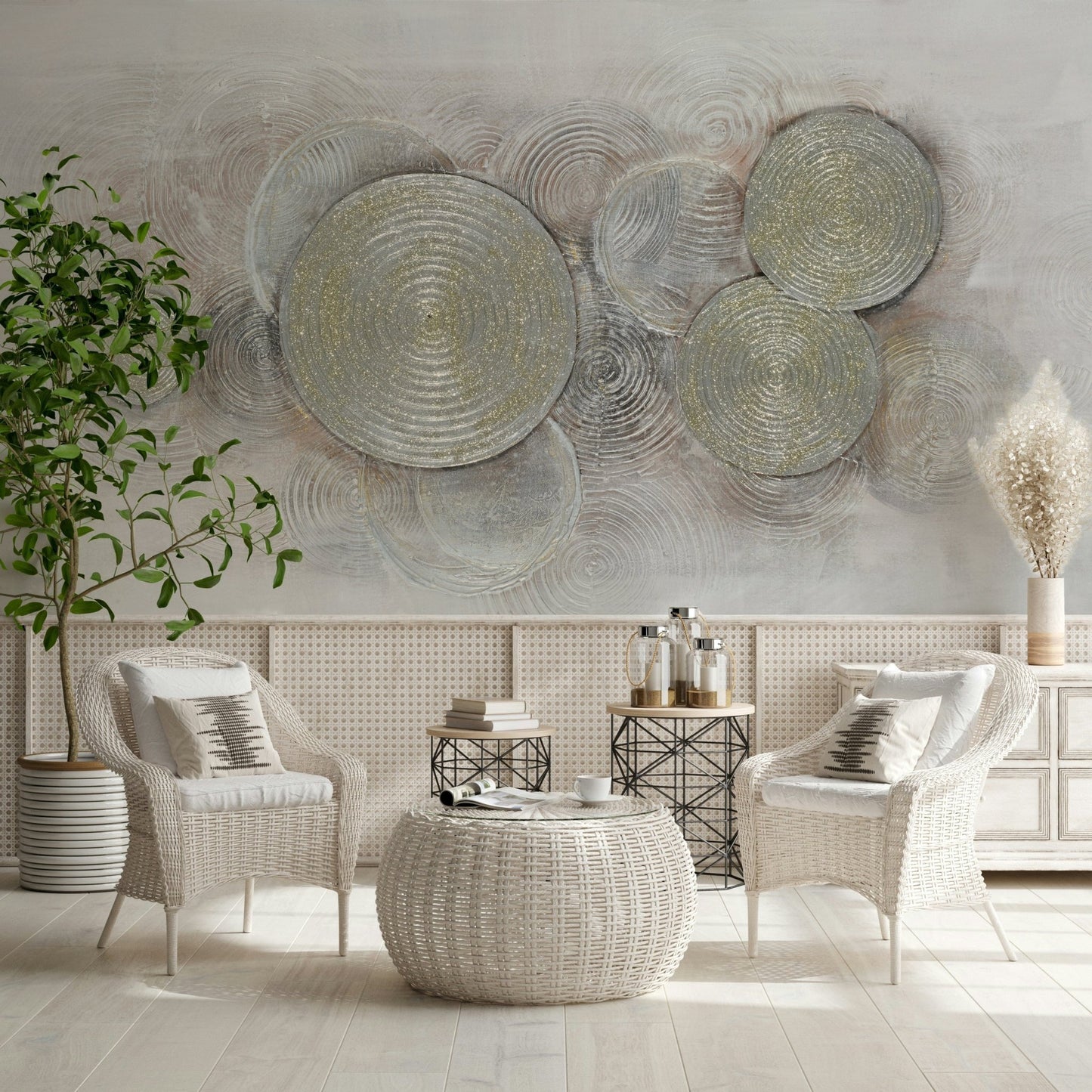 Overlapping Metallic Rings Wall Mural - Wallanza