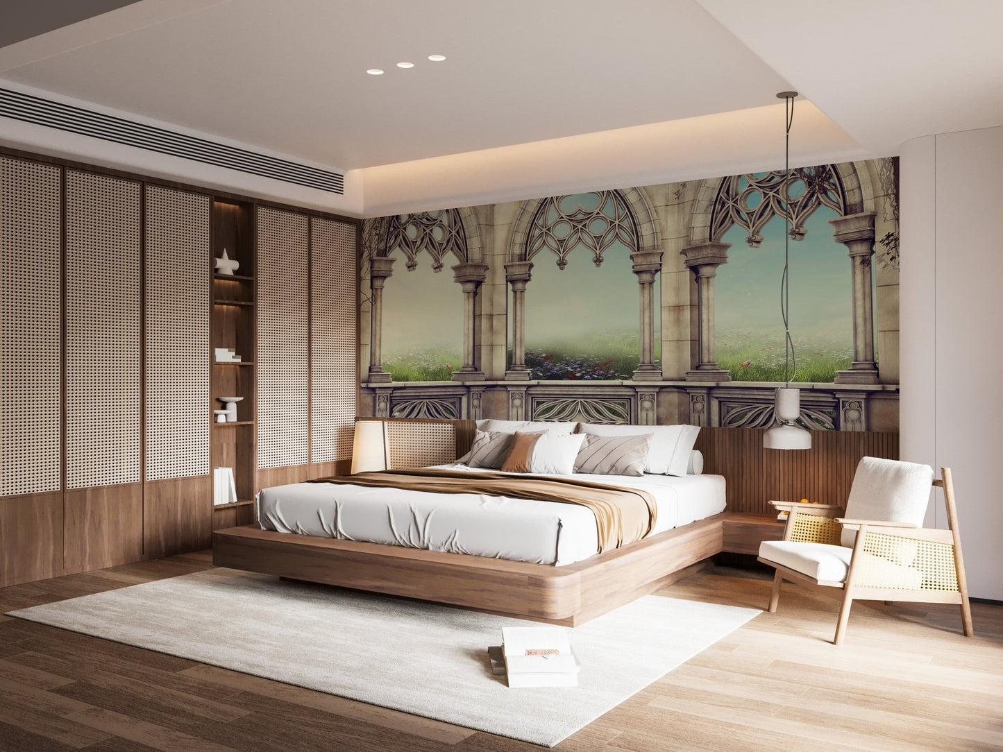 Artistic palace courtyard mural for graceful and peaceful spaces.