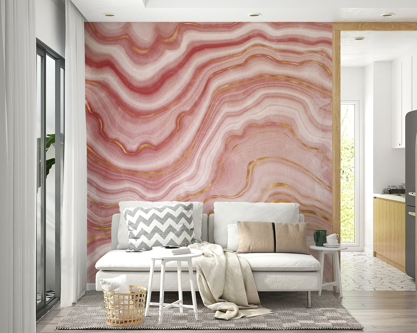 Pastel Pink Agate Texture Wall Mural - Wallanza