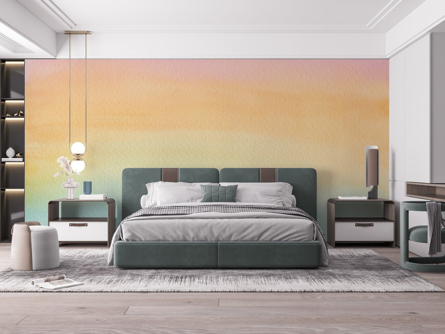 Pink and blue ombre wall mural for artistic home decor