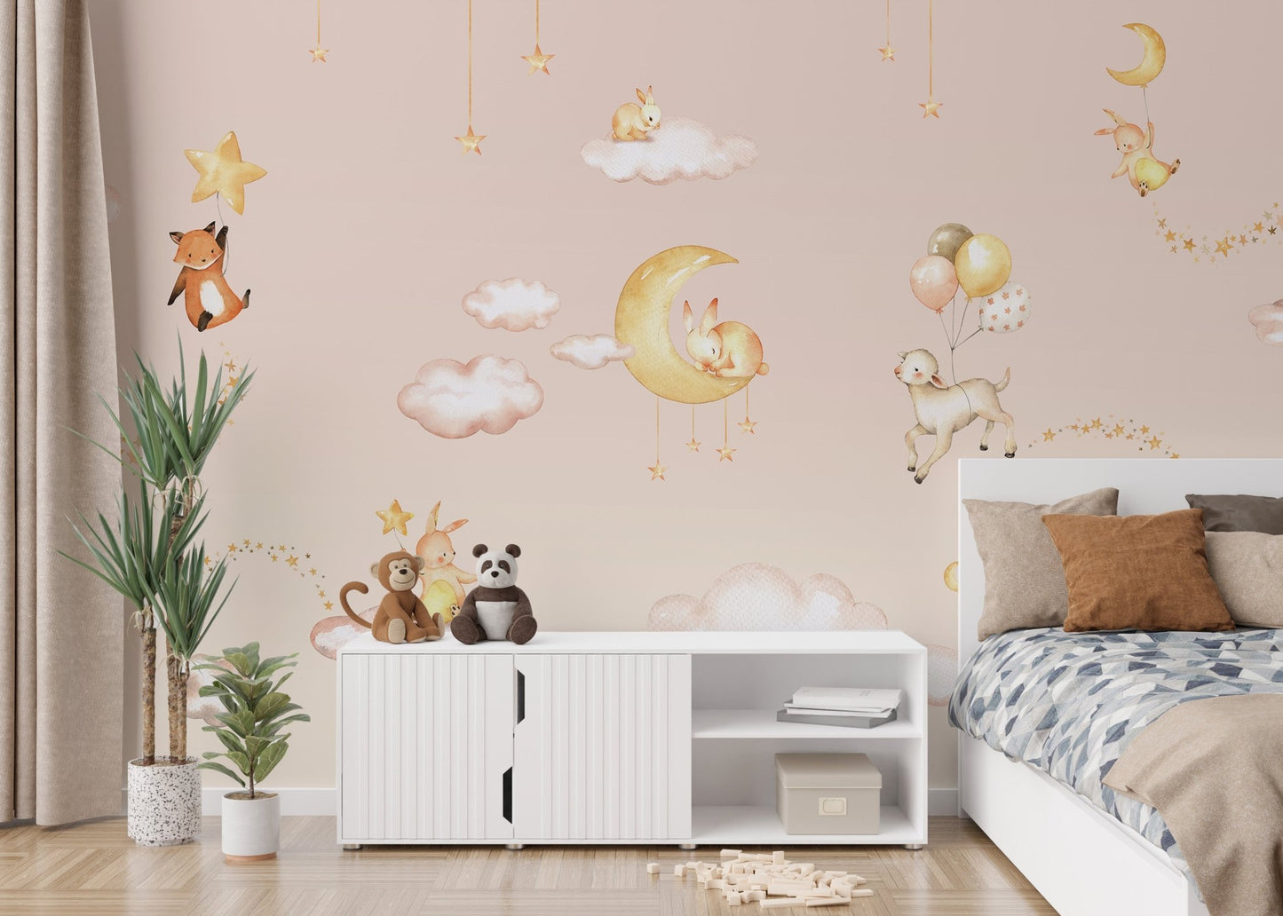 Pink Sweet dreams wallpaper for kids room - Wallanza