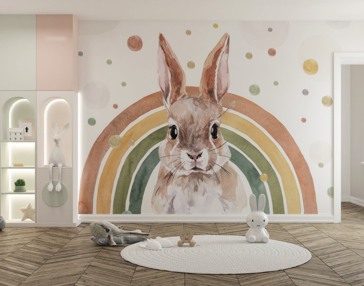 Rainbow Rabbit Wallpaper Mural - Wallanza