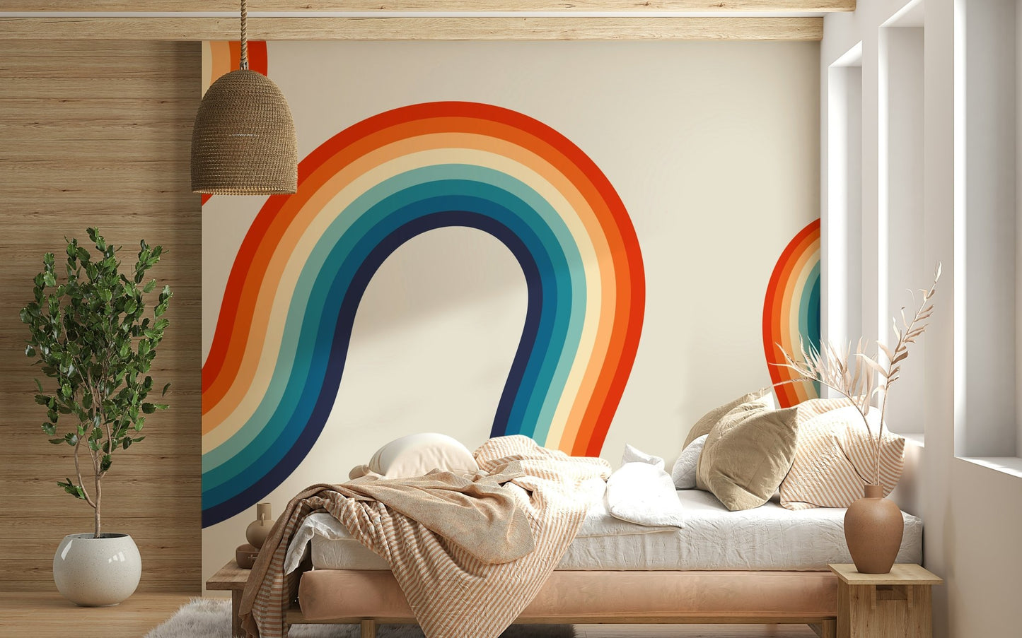 Retro Spectrum Waves Wall Mural - Wallanza