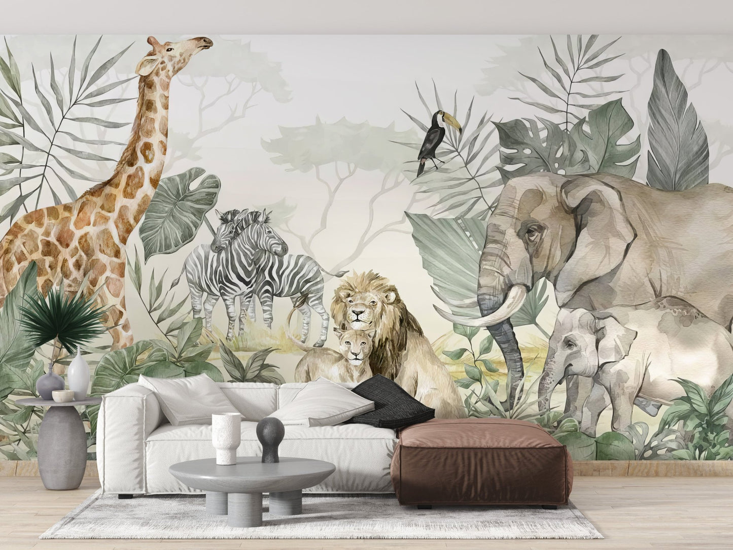 Safari Animals Wall Mural - Wallanza