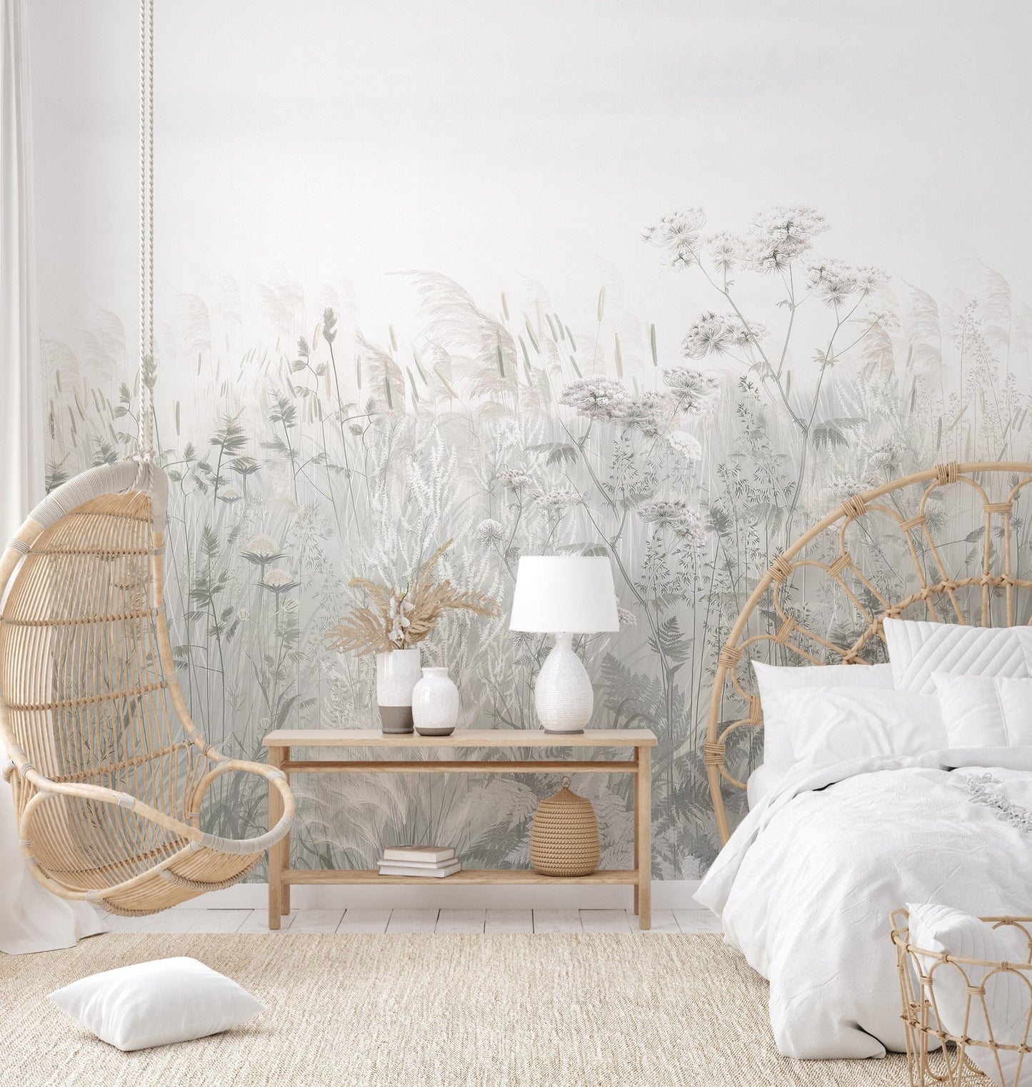 Soft Wildflower Fields Wallpaper Mural