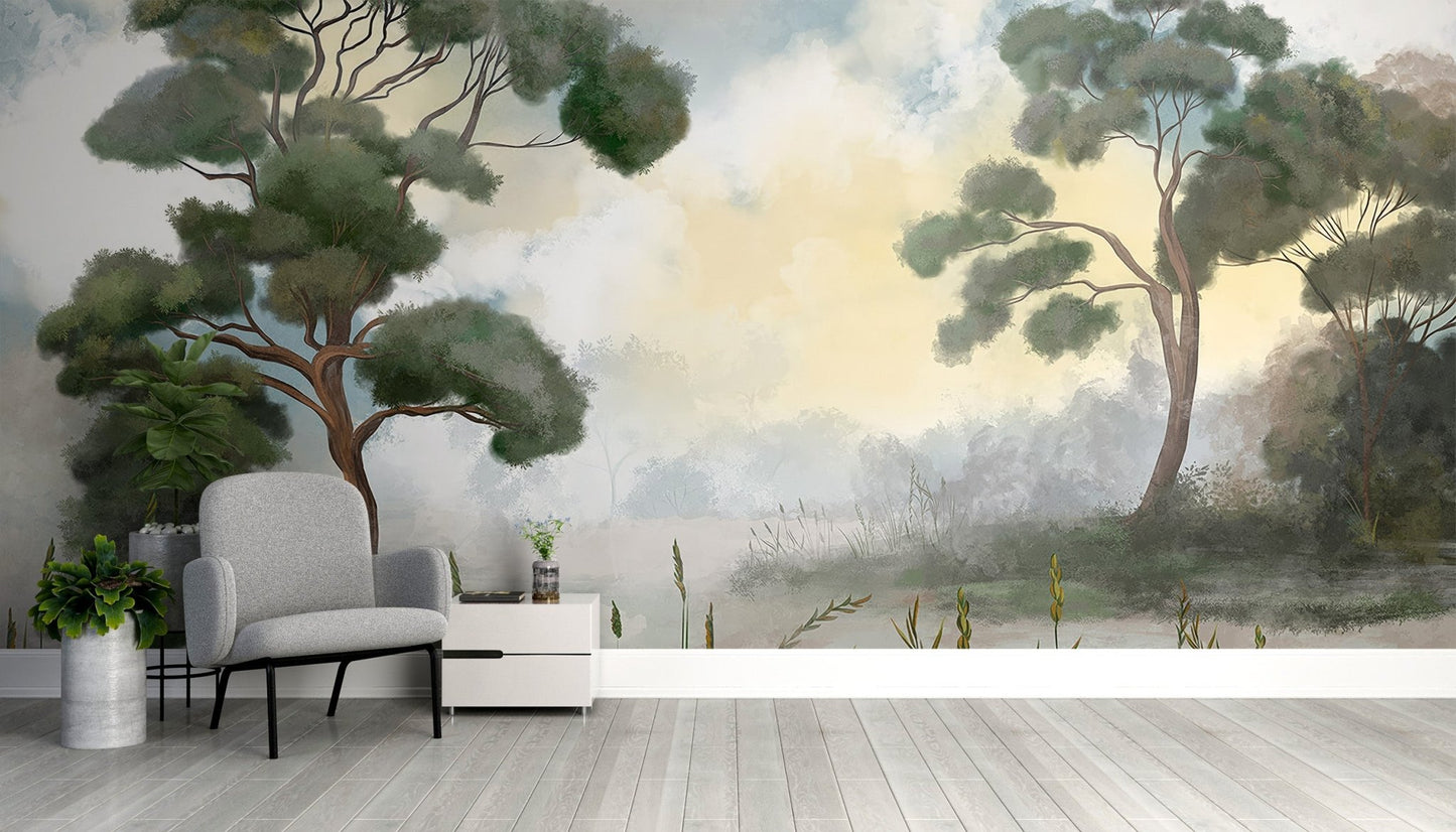 Sunrise Serenity Tree Wall Mural - Wallanza