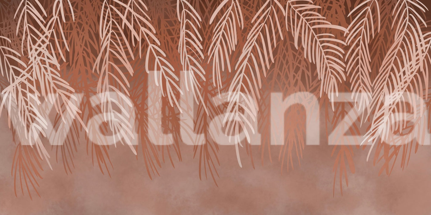 Terracotta Tangle Wall Mural as a feature wall in a minimalist apartment
