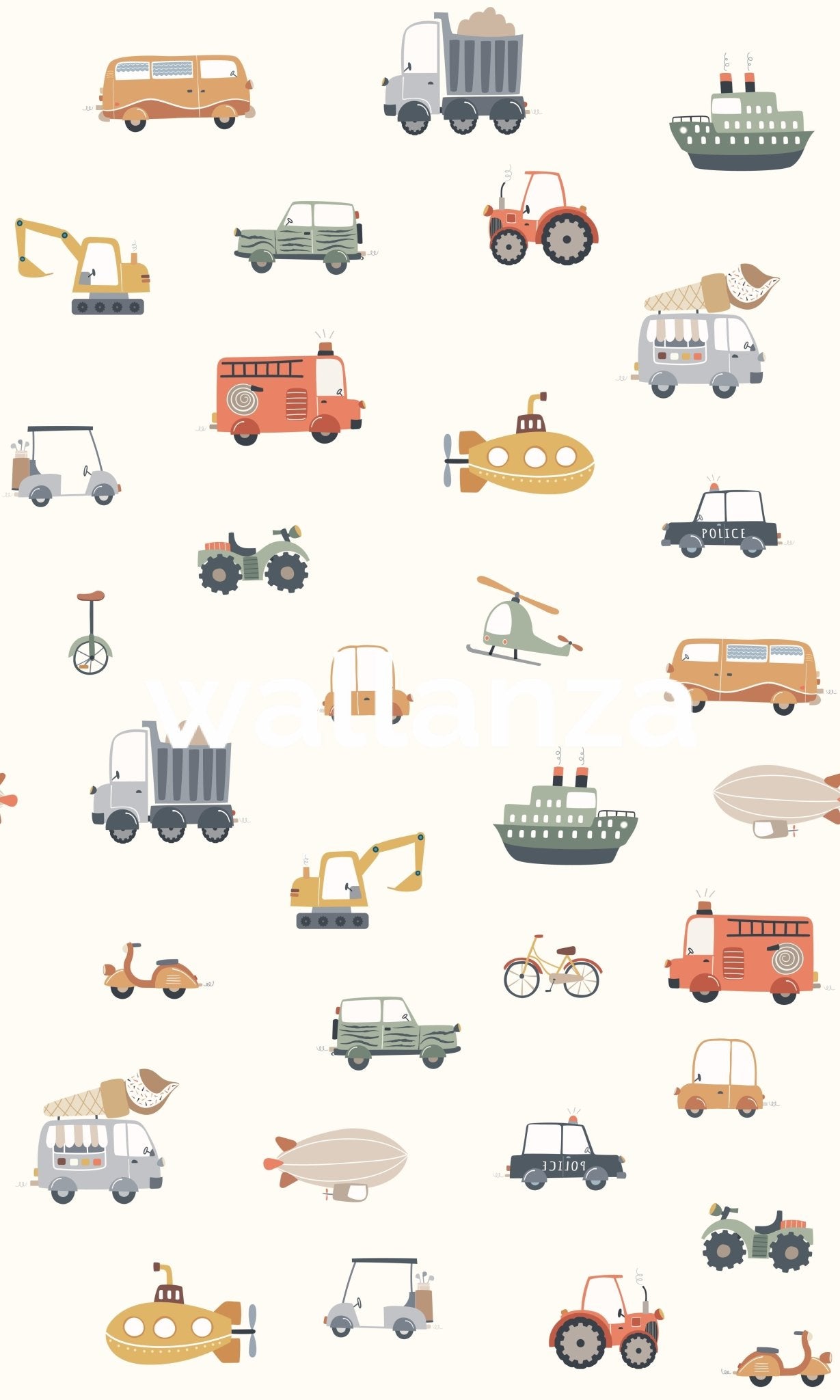 Beige zeppelin airship floating in a whimsical pattern.
