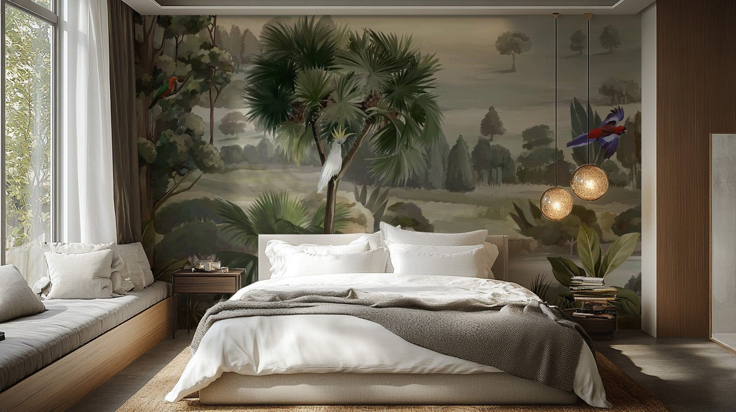 Tropical Birds Jungle Wall Mural - Wallanza