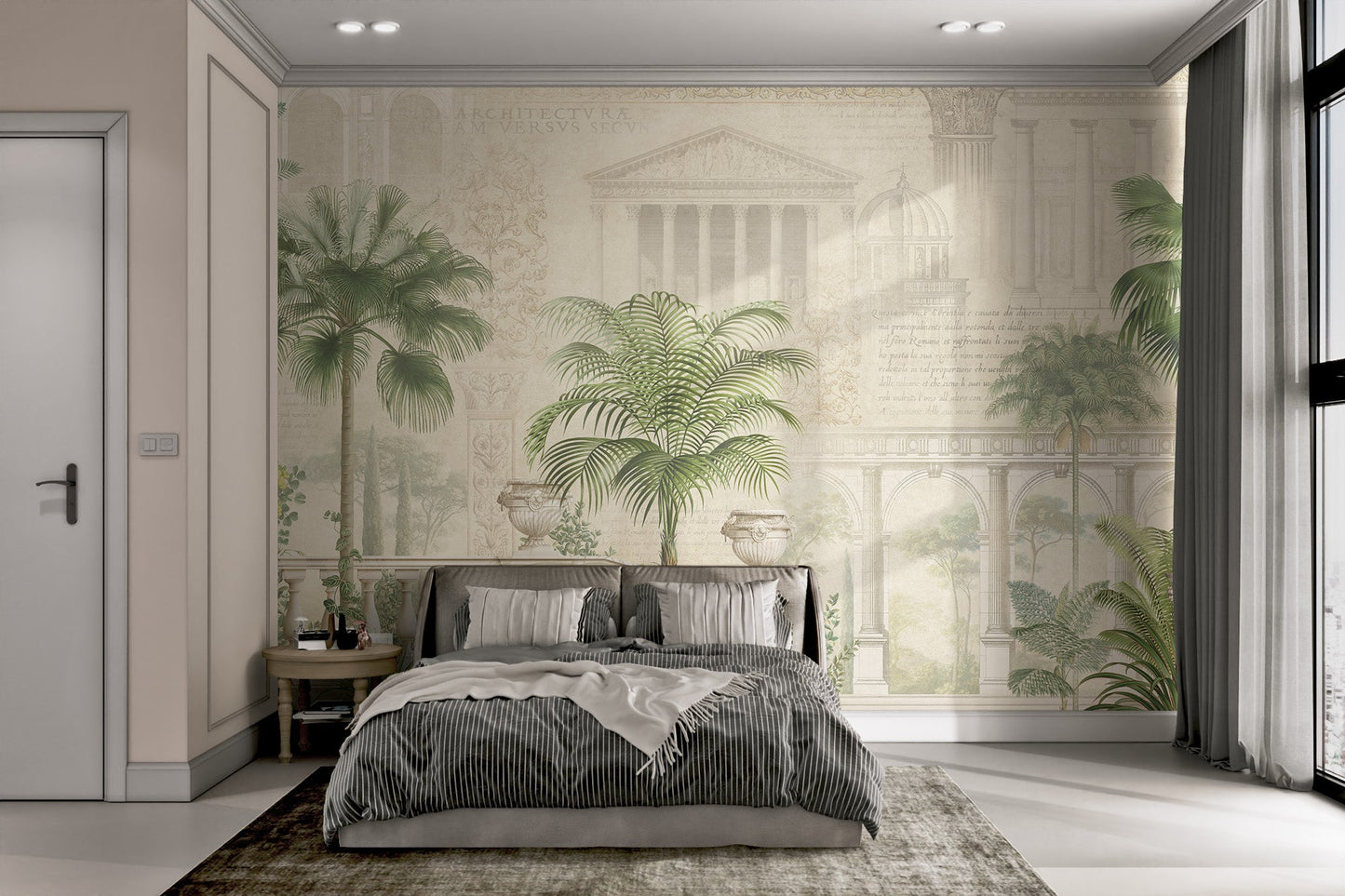 Tropical Garden Paradise Wall mural with vintage sketches.