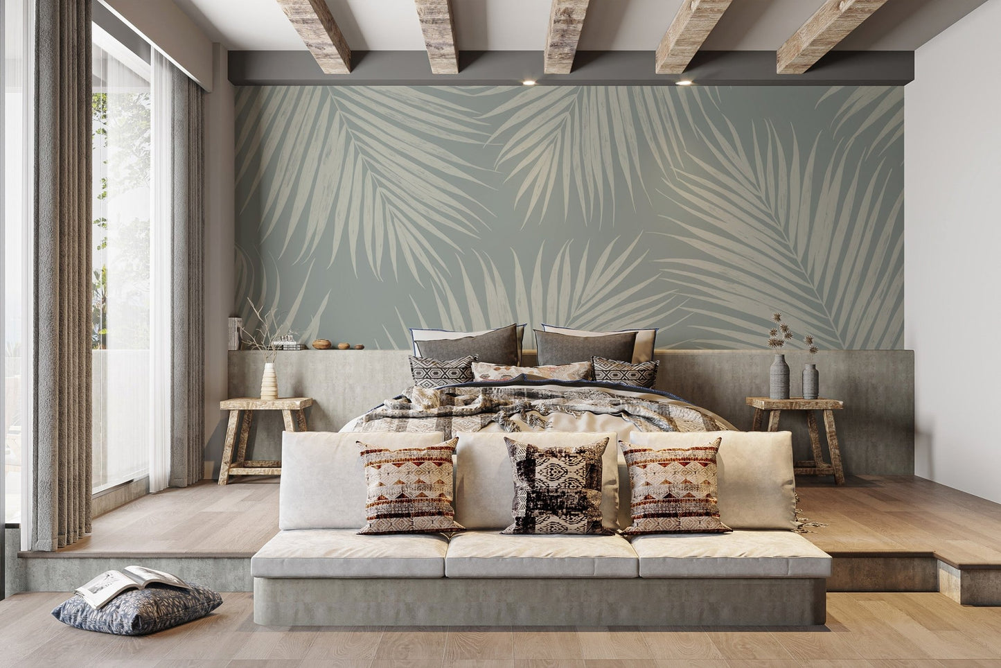 Tropical Palm Leaf Wallpaper Mural - Wallanza