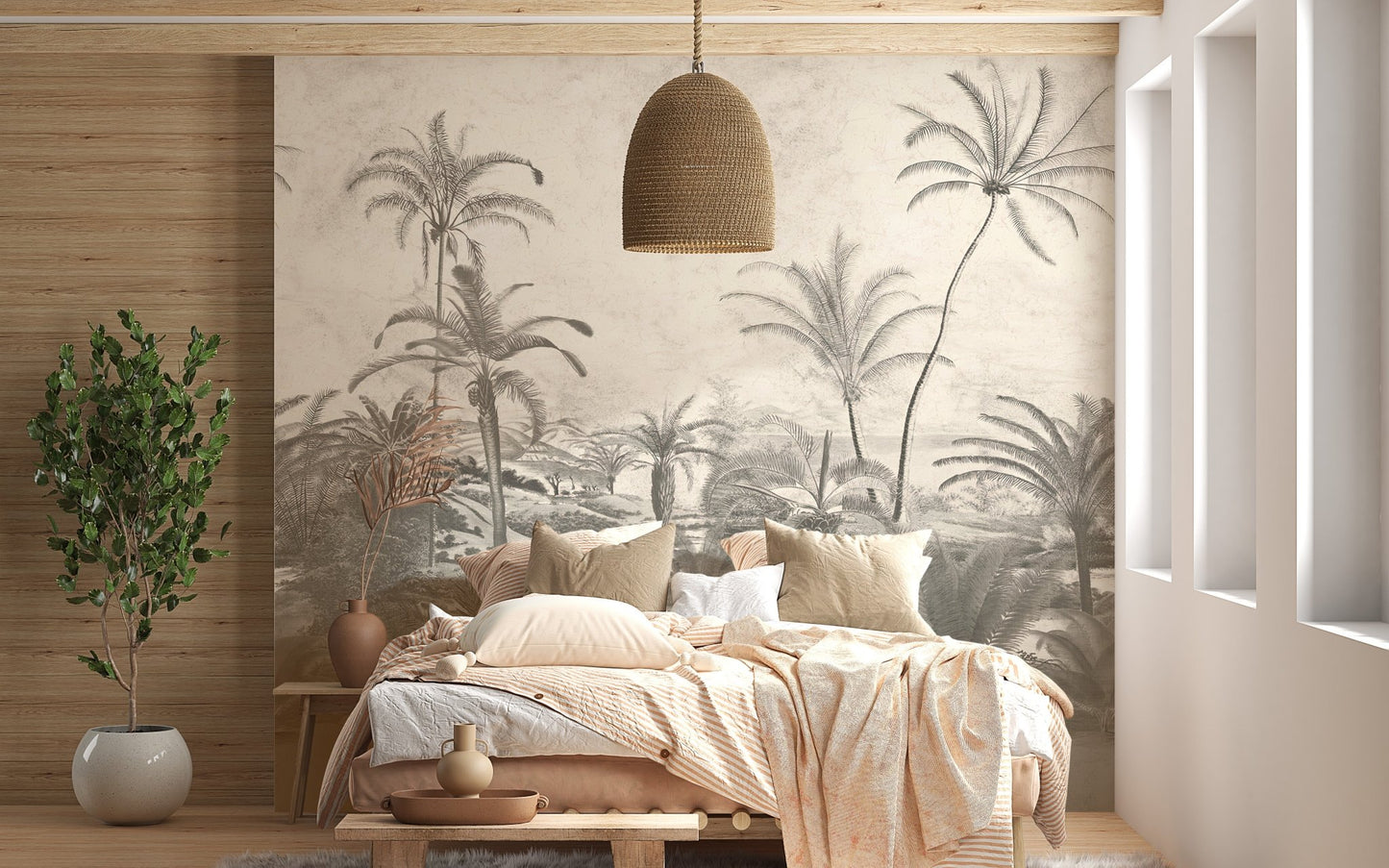 Vibrant mural showcasing jungle treetops
