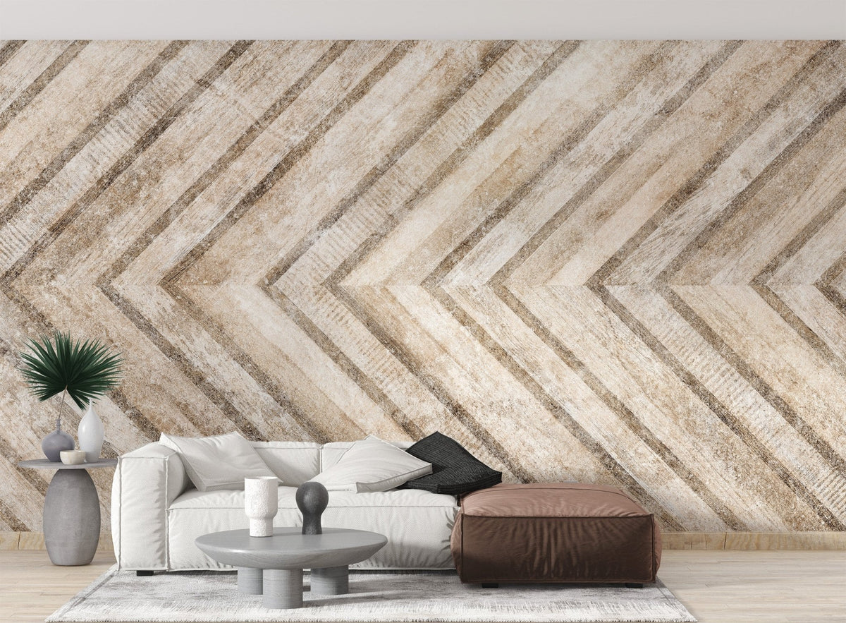 Industrial style wallpaper with textured stone effect.