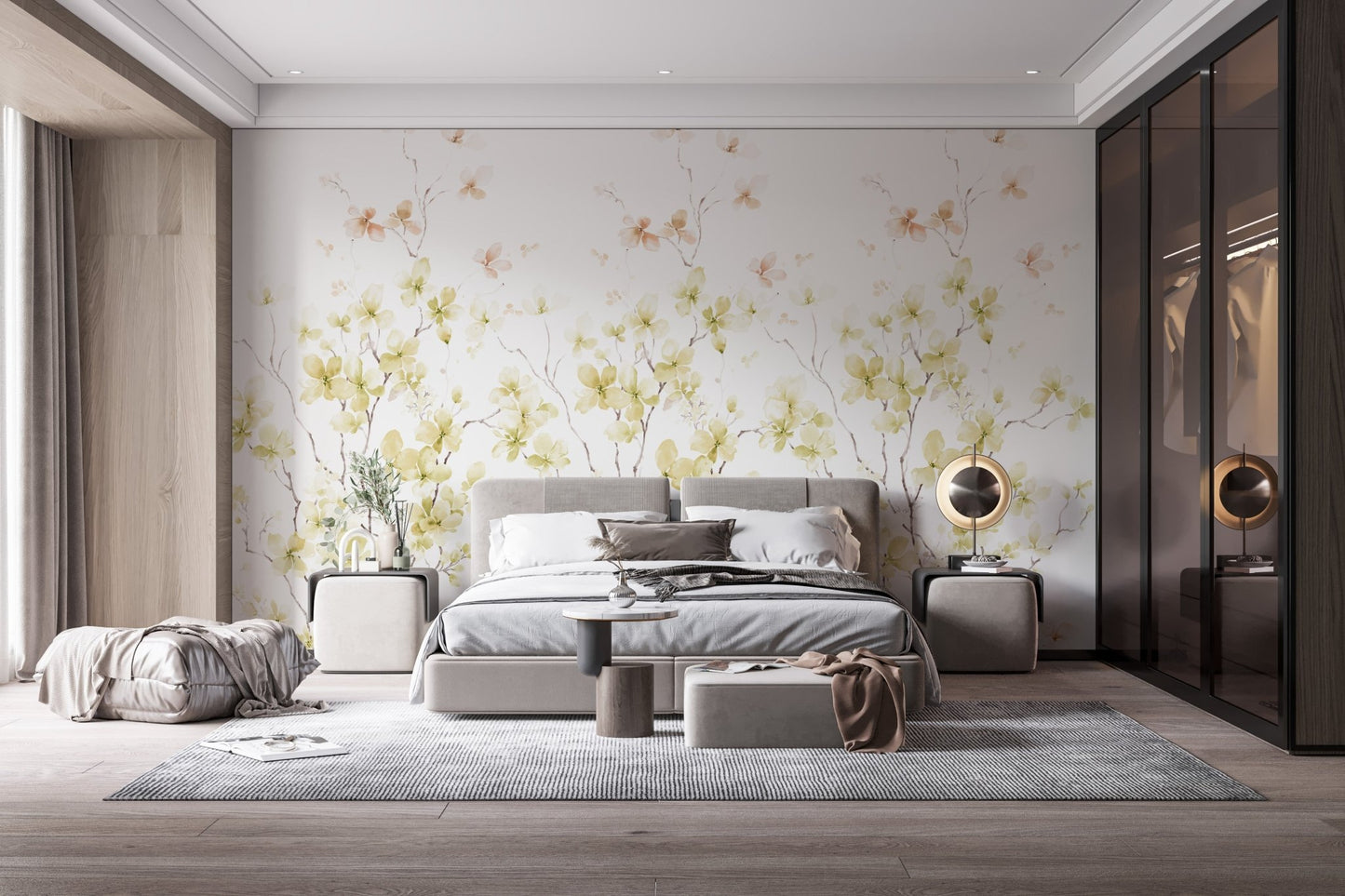 Watercolor floral art mural for vibrant and artistic walls.