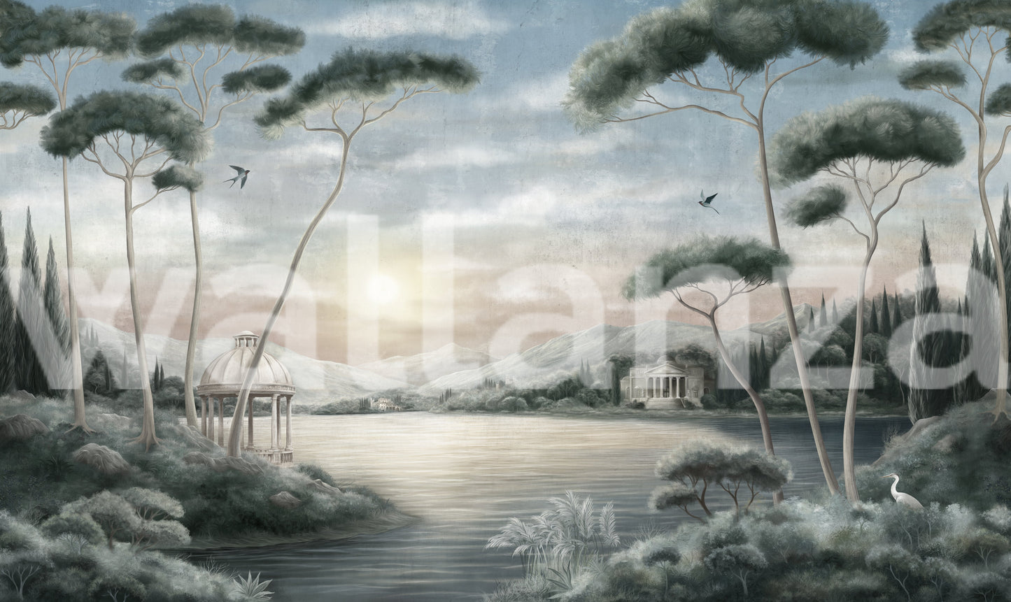 Serene Italian Lake Vista Wall Mural