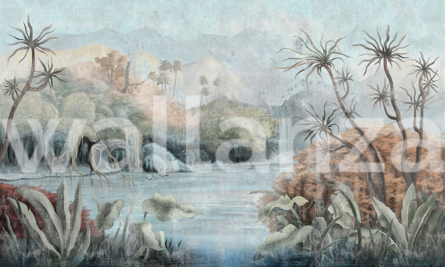 Misty Oasis Fresco Wall Mural