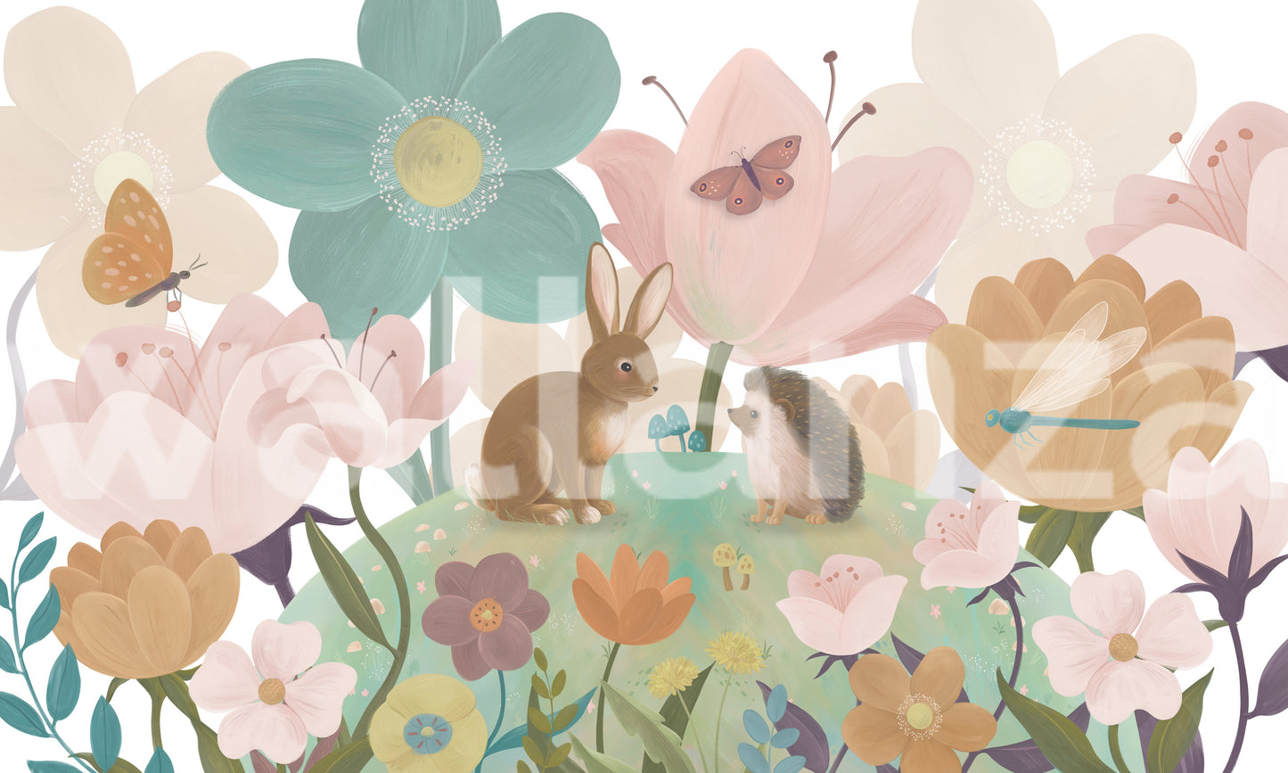 Enchanted Garden Friends Mural Wallpaper Wall Mural