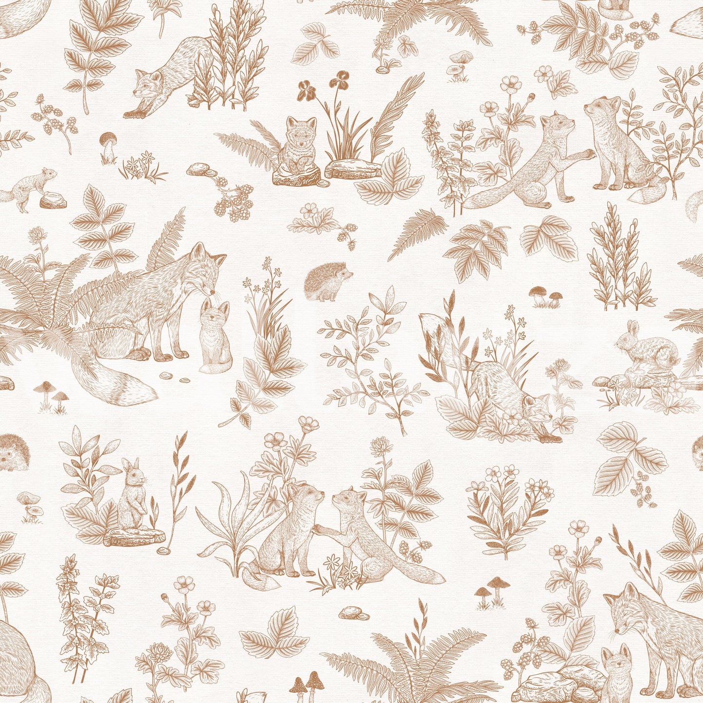 Charming Woodland Forest Animal Illustration Wallpaper Wallpaper