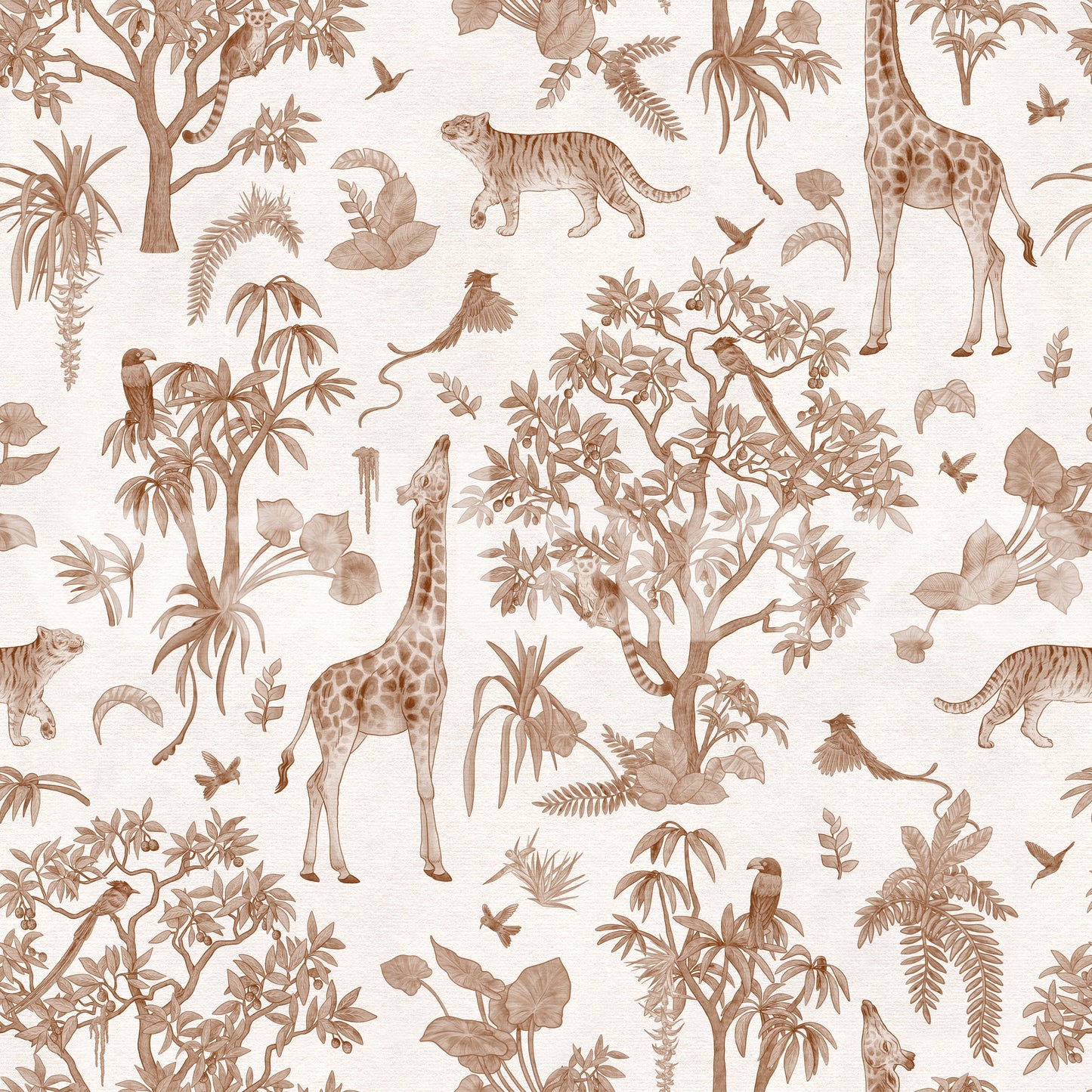 Enchanted Forest Animals Sketch Pattern Wallpaper Wallpaper