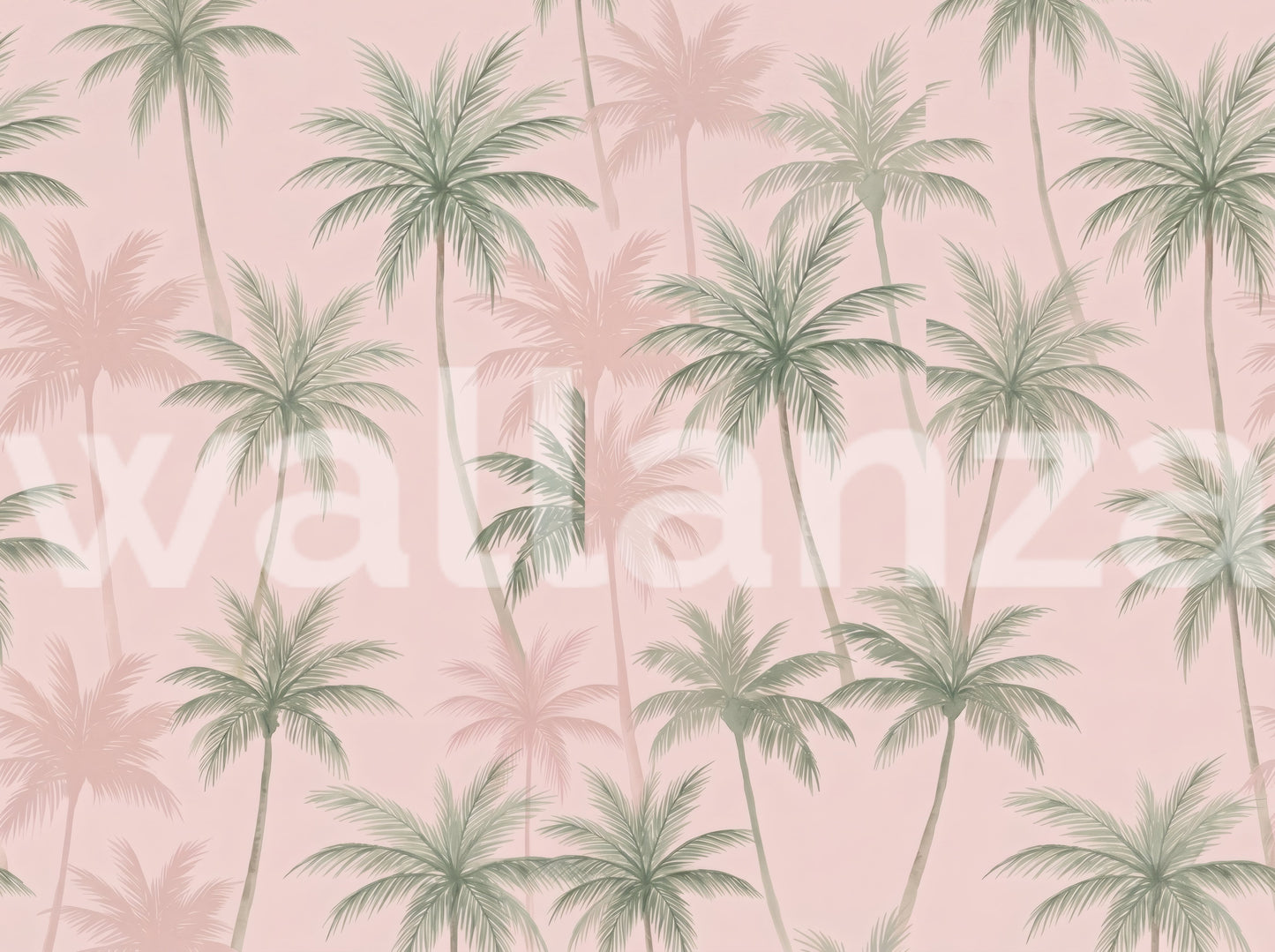 Soft Blush Palm Tree Oasis Wallpaper Wall Mural