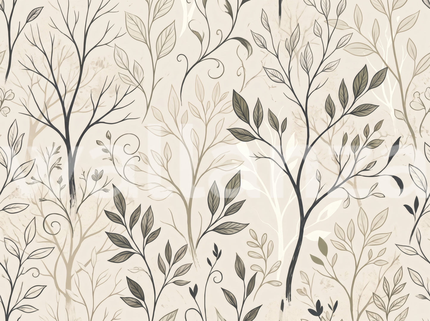 Minimalist Botanical Sketch Line Art Wallpaper Wall Mural