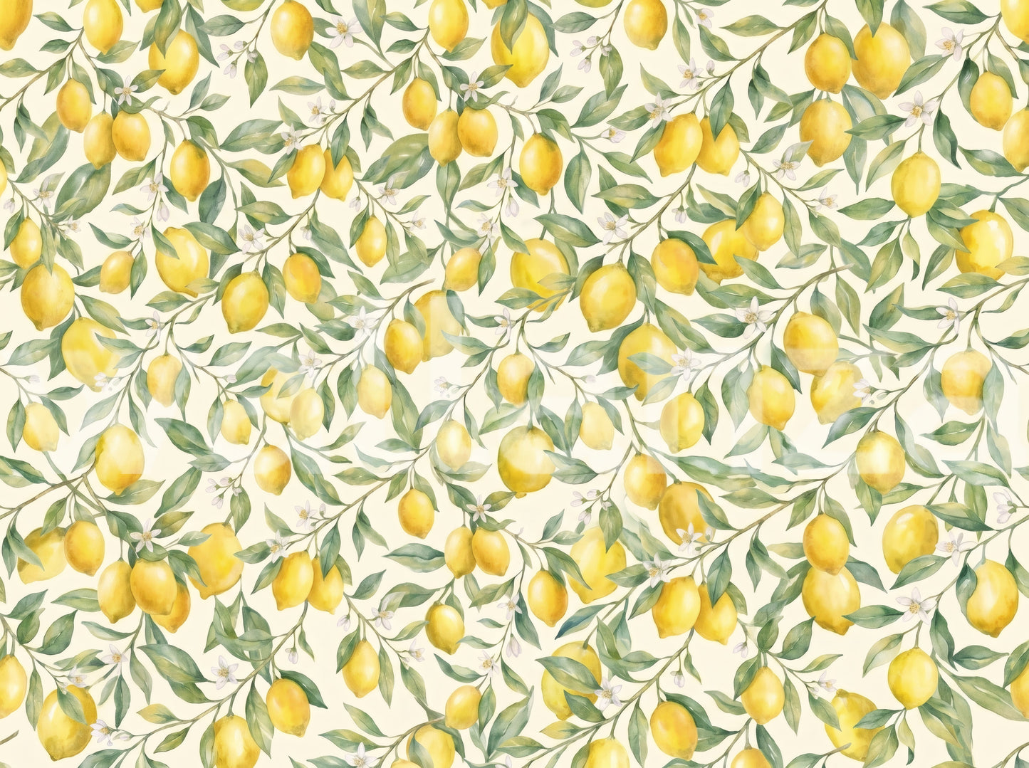 Fresh Mediterranean Lemon Orchard Botanical Print Wall Mural