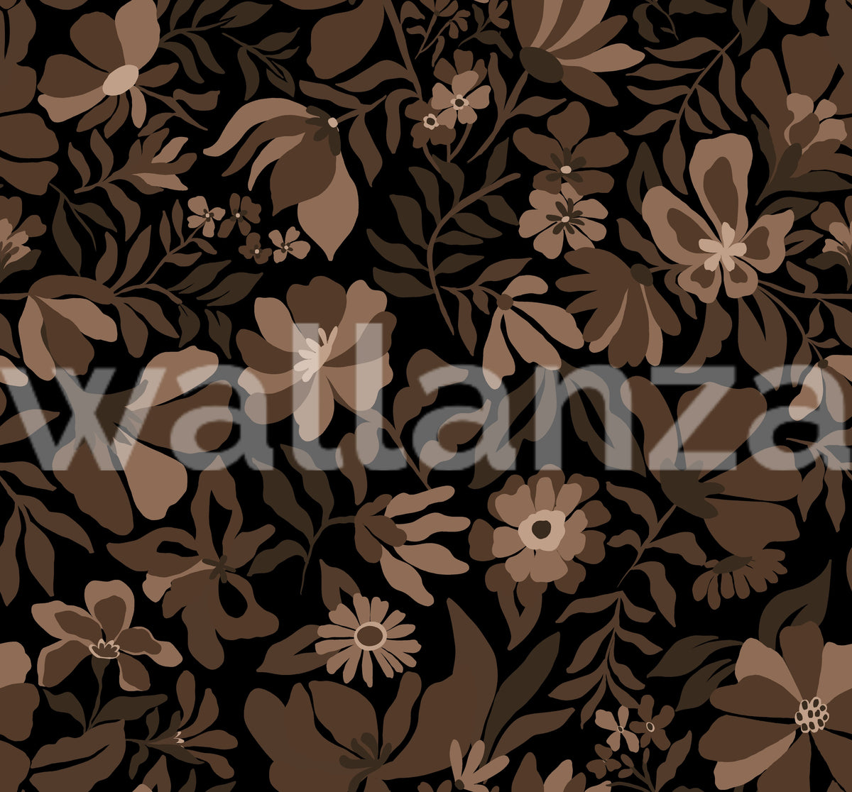 Fall Floral - Brown Beige Wallpaper