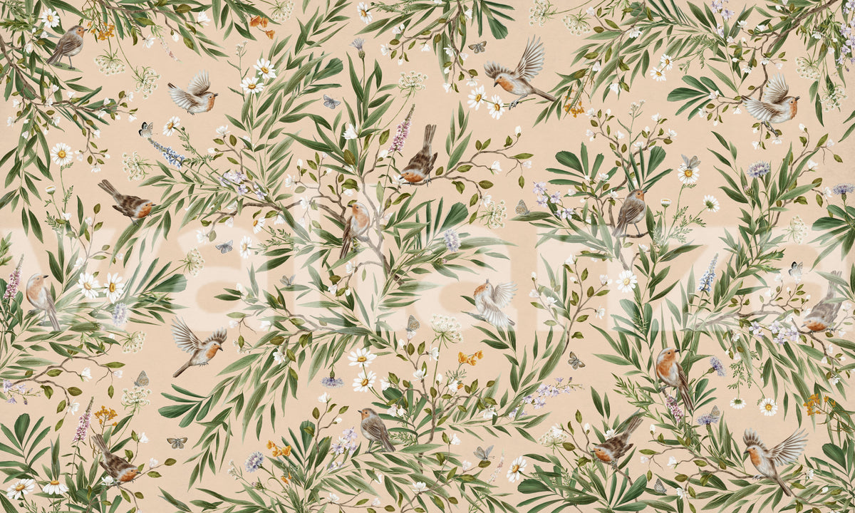 Floral Aviary Wall Mural