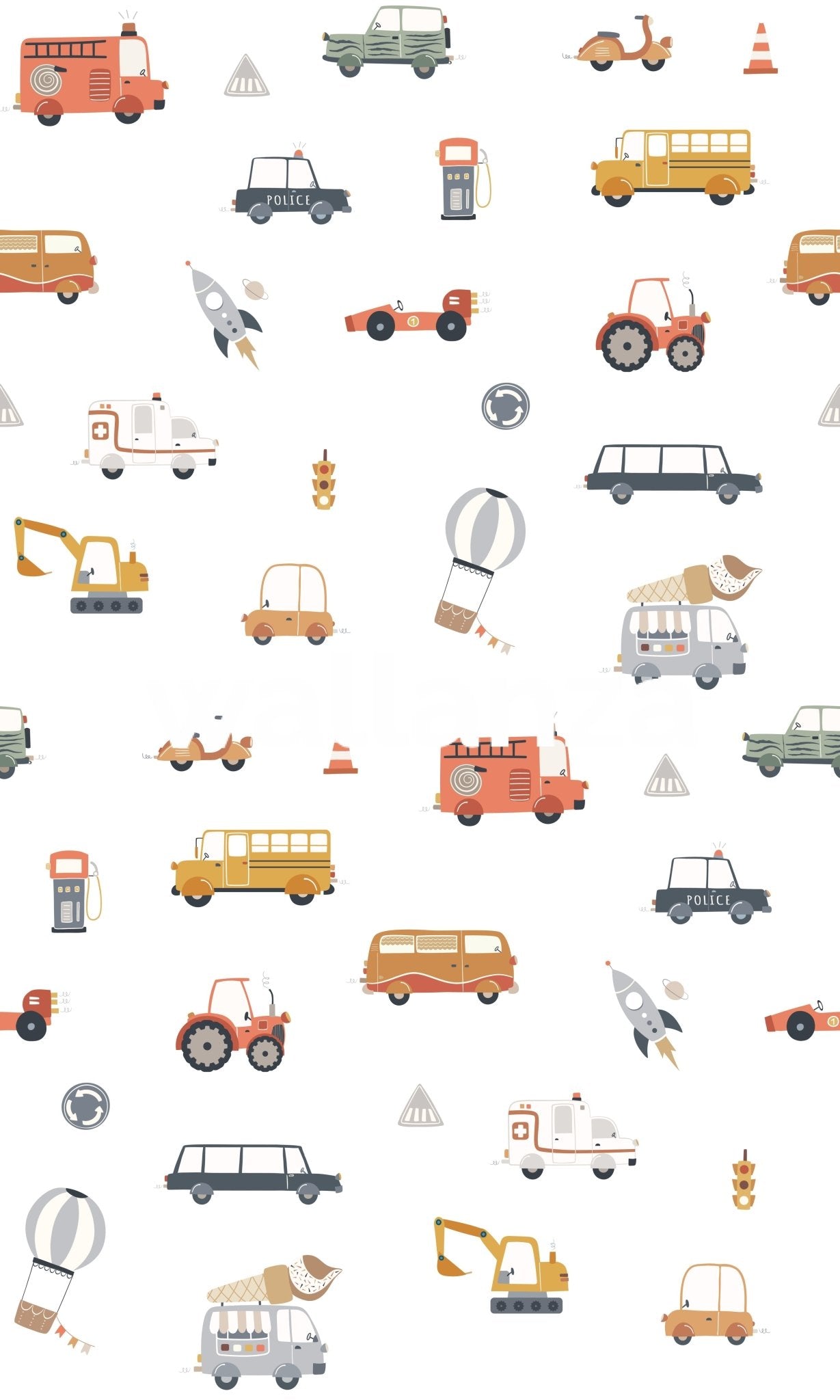 Educational transport motif for childrens walls.