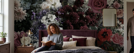 Gothic Garden Dark Floral Wall Murals for Living Room